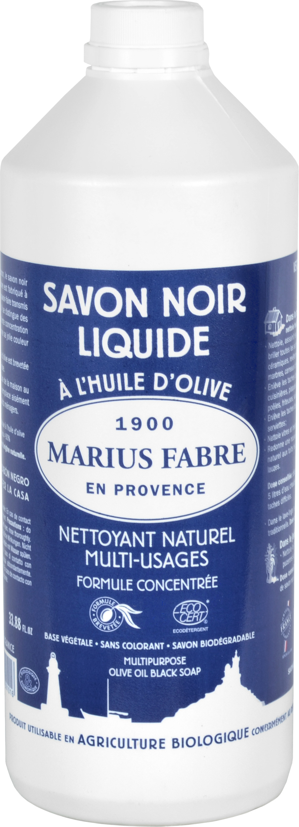 Savon Noir liquide à l'huile d'olive 1L - Marius Fabre