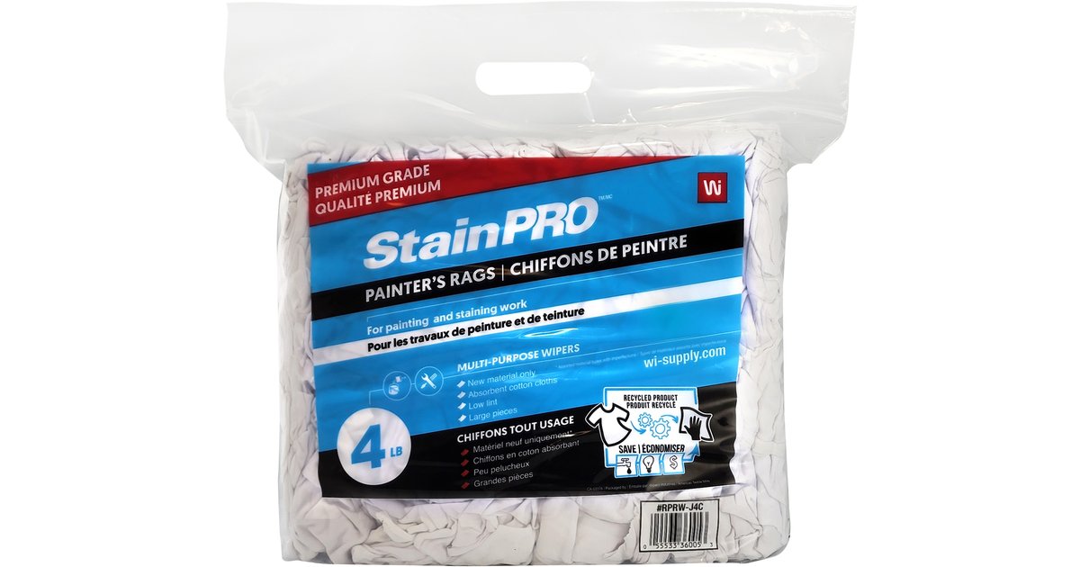 White Premium Prewashed Jersey Painter's Rags - Wipeco - Ardec ...